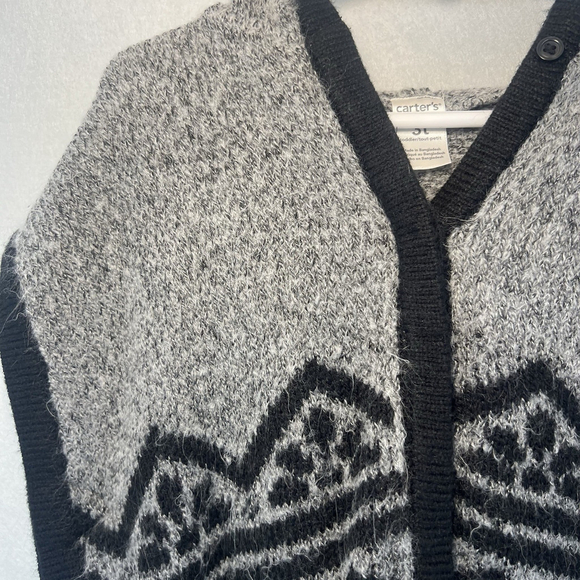 Carter's Girl Hooded Pullover Poncho Knit Black Gray Toddler Size 3T Sweater Top - Picture 3 of 12